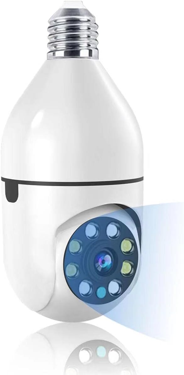 Light Bulb Camera, 360 Degree Panoramic Wireless Security IP Camera, HD 1080P WiFi Camera