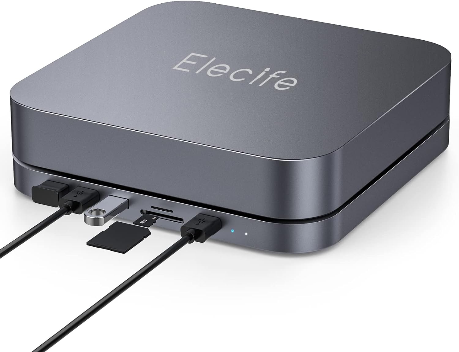 USB-C Hub with Hard Drive Enclosure for Mac Mini M1, Type C Docking Station with SATA SSD/HDD Slot, Dual USB 3.0/2.0 Port, TF/SD Card Readers
