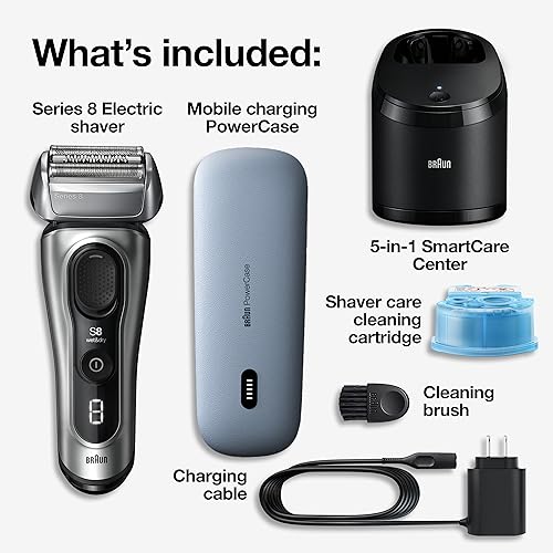 Braun Series 8 8577cc Electric Razor for Men, 4+1 Shaving Elements & Precision Long Hair Trimmer, 5in1 SmartCare Center