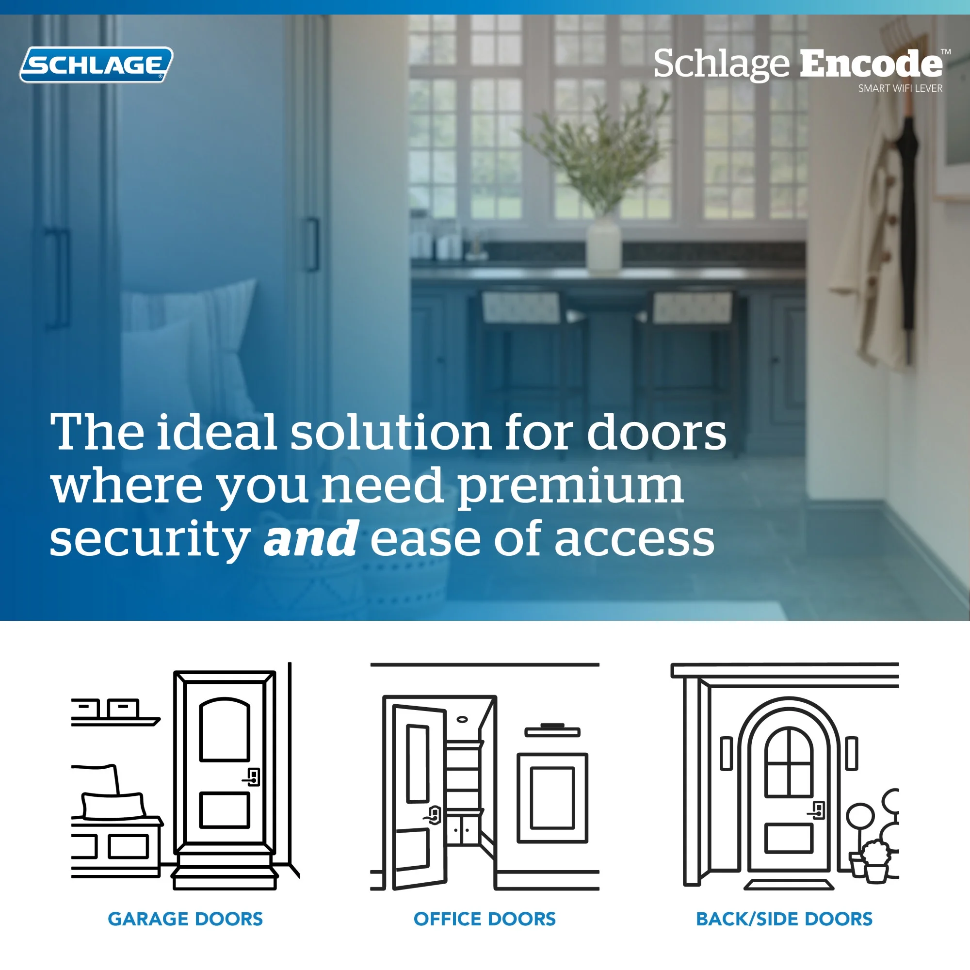 Schlage Fe789wb-Cen-Lat Encode Wifi Enabled Electronic Keypad Latitude Door Lever - Chrome - Radiant Selections