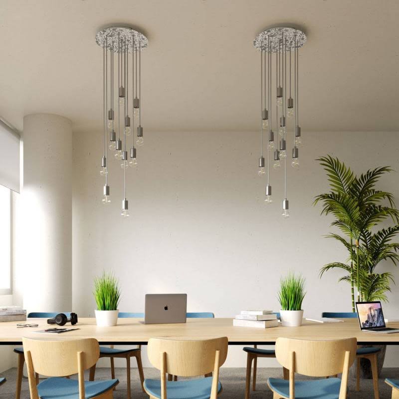 12 Holes - Extra Large Round Ceiling Canopy Kit - Rose One System Satin Brass Dibond - XXL Ceiling Canopies