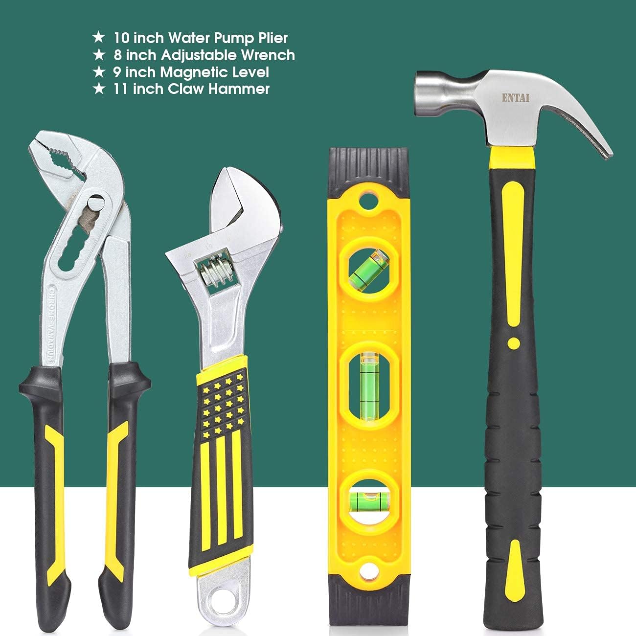 ENTAI 218-Piece Tool Kit for Home, General Household Hand Tool Set with Solid Carrying Tool Box