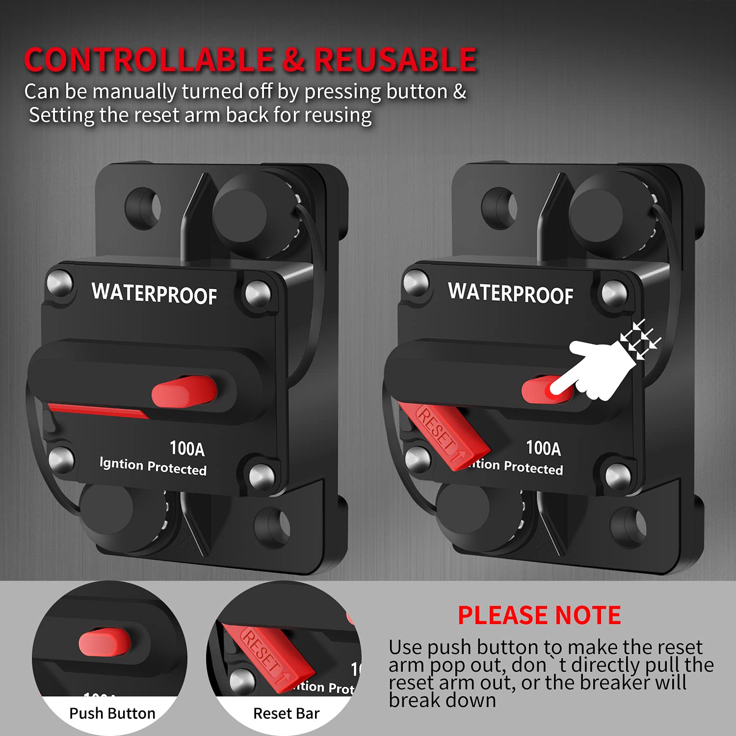 DaierTek 100 Amp Circuit Breaker 12V - 48V