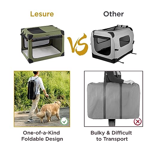 Lesure Soft Collapsible Dog Crate - 42 Inch Portable Travel Crate for Extra Large Dogs Indoor & Outdoor