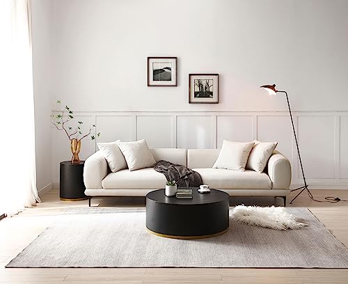 JUSTONE 15.75 ''Round Coffee Table, Accent End Table for Living Room Office Apartment, Modern Minimalist Side Table with Faux Marble Pattern