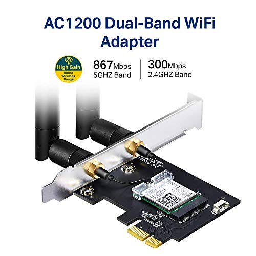 TP-Link AC1200 PCIe WiFi Card for PC (Archer T5E) - Bluetooth 4.2, Dual Band Wireless Network Card (2.4Ghz and 5Ghz) for Gaming, Streaming