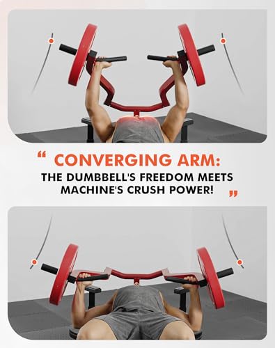 GMWD Chest Press Machine, 1050LBS Bench Press Machine with Independent Converging Arms, Adjustable Flat Incline Bench for Chest, AB Workouts