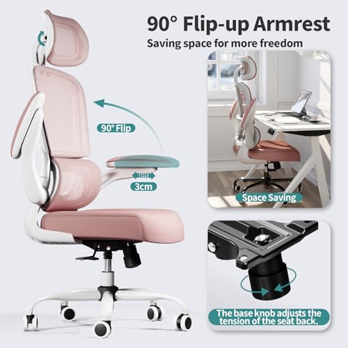TRALT Office Chair Ergonomic Desk Chair, 330 LBS Home Mesh Office Desk Chairs with Wheels, Comfortable Gaming Chair