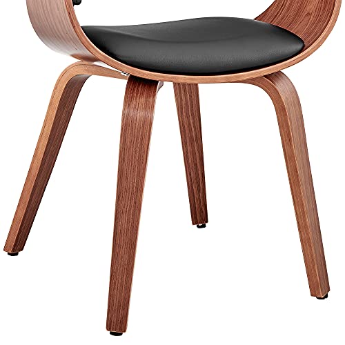 Armen Living Adalyn Faux Leather and Wood Dining Room Accent Chair, Cream/Walnut 19D x 25W x 30H in