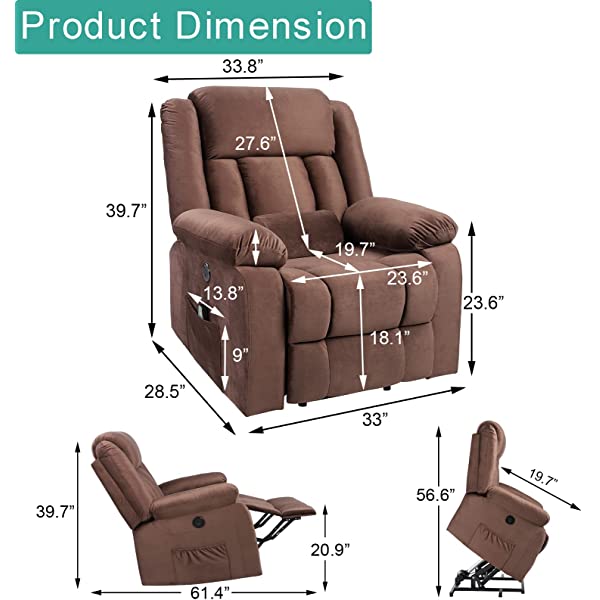 BINGTOO Power Lift Recliner Chair with Massage and Heat, Electric Fabric Vibration Massage Sofa for Elderly/Adult for Living Room