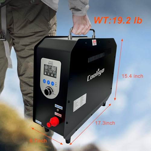 Portable Propane Water Heater Shower &ndash; Tankless Hot Water Heater for Camp, Hiking & Outdoors, 4000mAh Rechargeable Battery, Digital Display