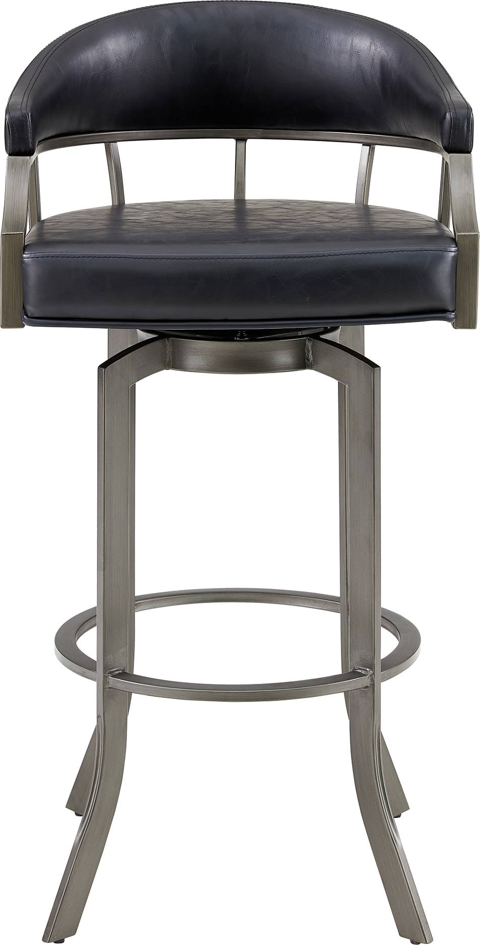 Armen Living Edy Mineral and Black Faux Leather 30x22 Swivel Bar Stool
