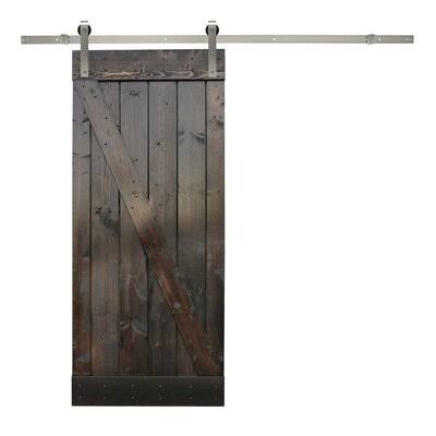 CALHOME Paneled Wood Z Bar Barn Door with Installation Hardware Kit Finish: Unfinished