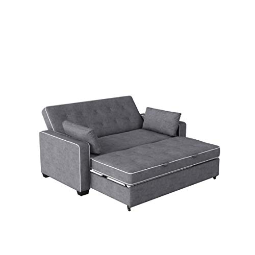 Serta Ainsley 72.6" Convertible Sleeper Sofa, Queen Size, Dreamcoil Comfort, Soft Velvet Fabric, Navy