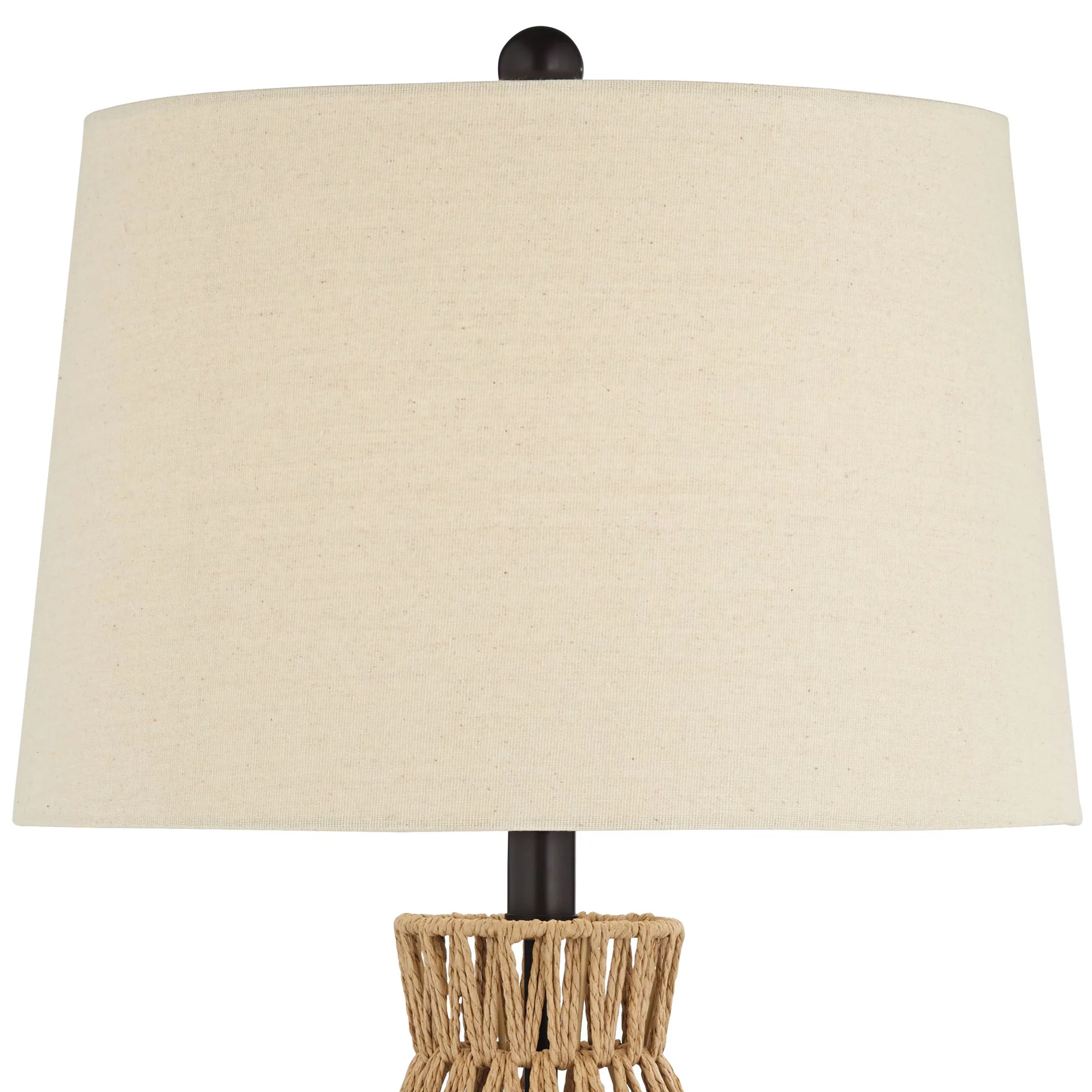 360 Lighting San Carlos Coastal Modern Table Lamps 29" Tall Set of 2 Natural Rattan Wicker Oatmeal Fabric Drum Shade for Bedroom Living Room Bedside