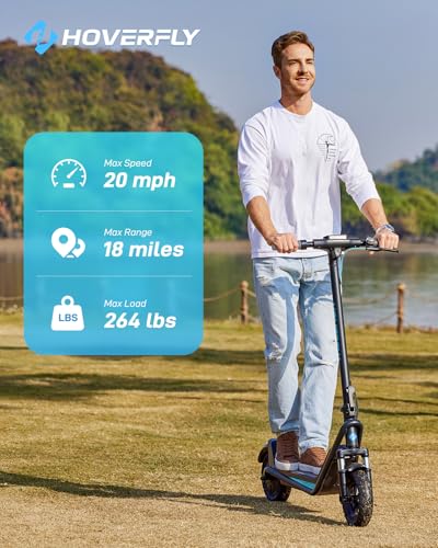 Hoverfly X3/X5 Electric Scooter for Adults, 18/25 Mile Range, 20Mph Top Speed, 500W Motor, 10'' Solid Tire