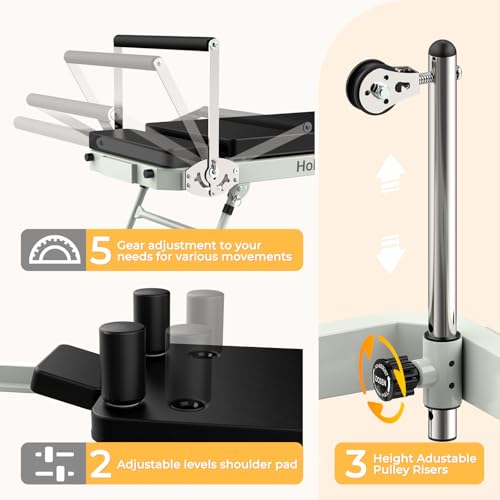 Pro 75" Pilates Reformer Machine with Dual Resistance Springs and Cords, Foldable Pilates Machine Equipment with Jump Board
