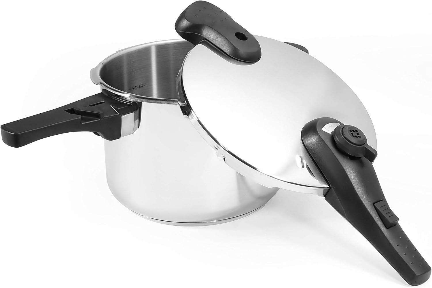 Stainless Steel Pressure Cooker 18/8 Food-Grade Cookware Dishwasher Safe Lock Lid 15-PSI With Recipe Book