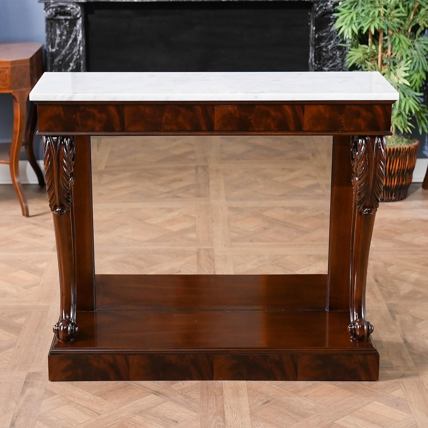NOC051 Mahogany Marble Top Console