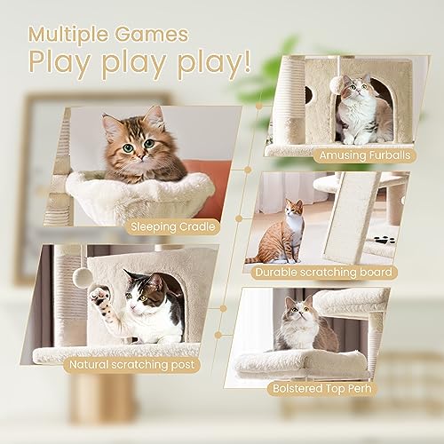 SHA CERLIN 68 Inches Multi-Level Large Cat Tree for Large Kitties/Big Cat Tower with Condo/Cozy Plush &zwnj