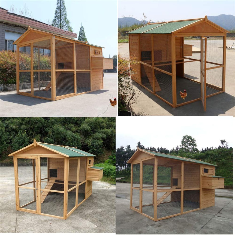 Large cedar wood waterproof roof green chicken coop
