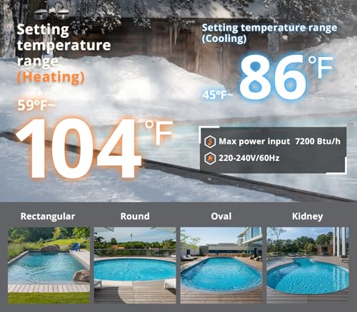 27000 BTU Above Ground Pool Heater Electric 7000 Gallon Swimming Pool Heater for Inground Pools Heating or Cooling WiFi Control Schedule 120V