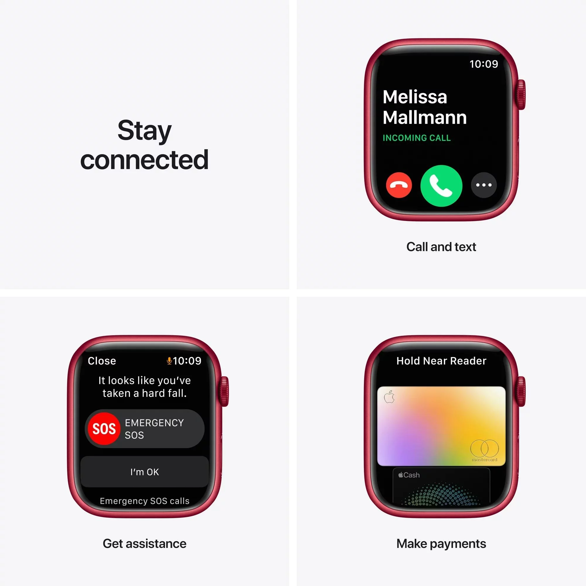Restored Apple Watch Series 7 (GPS + Cellular, 45 mm) Red Aluminum Case with Red Sport Band 5 Bonus Bands, Charging Stand, Screen Protector