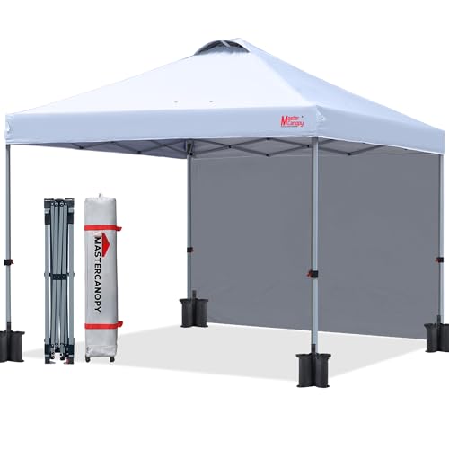 MASTERCANOPY Durable Pop-up Canopy Tent with 1 Sidewall (10'x10',White)