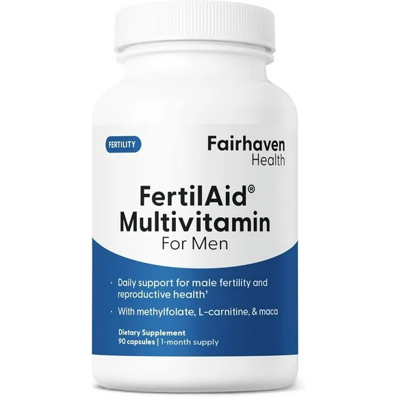 FertilAid for Men, Male Fertility Supplement and Multivitamin for Sperm Count, Motility and Morphology, 90 Veg Capsules, 1 Month Supply