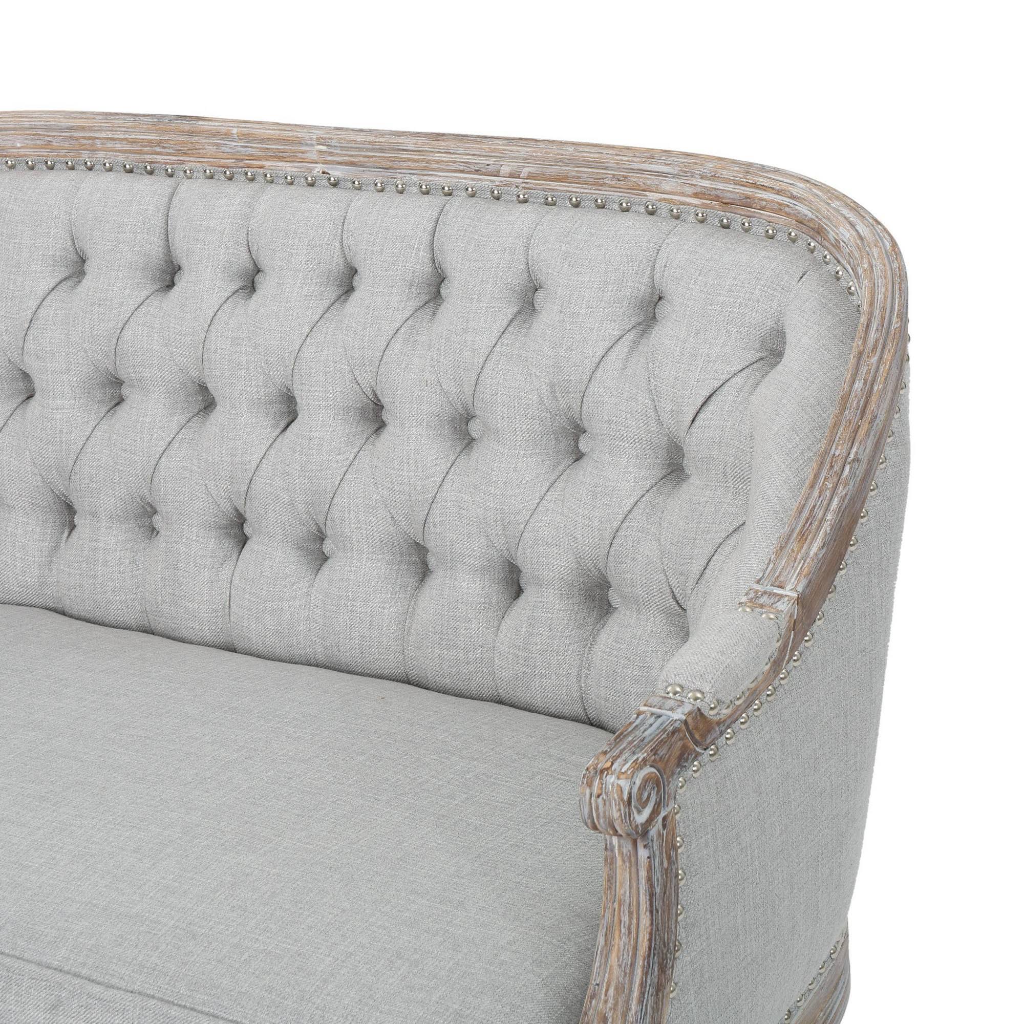 Faye Classical Tufted Loveseat Light Gray - Christopher Knight Home