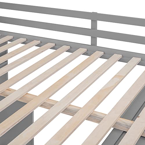 Harper & Bright Designs Full Size Loft Bed with Desk and Wardrobe, Solid Wood Loft Bed Frame with Storage Drawers, for Kids Teens Adults (White)