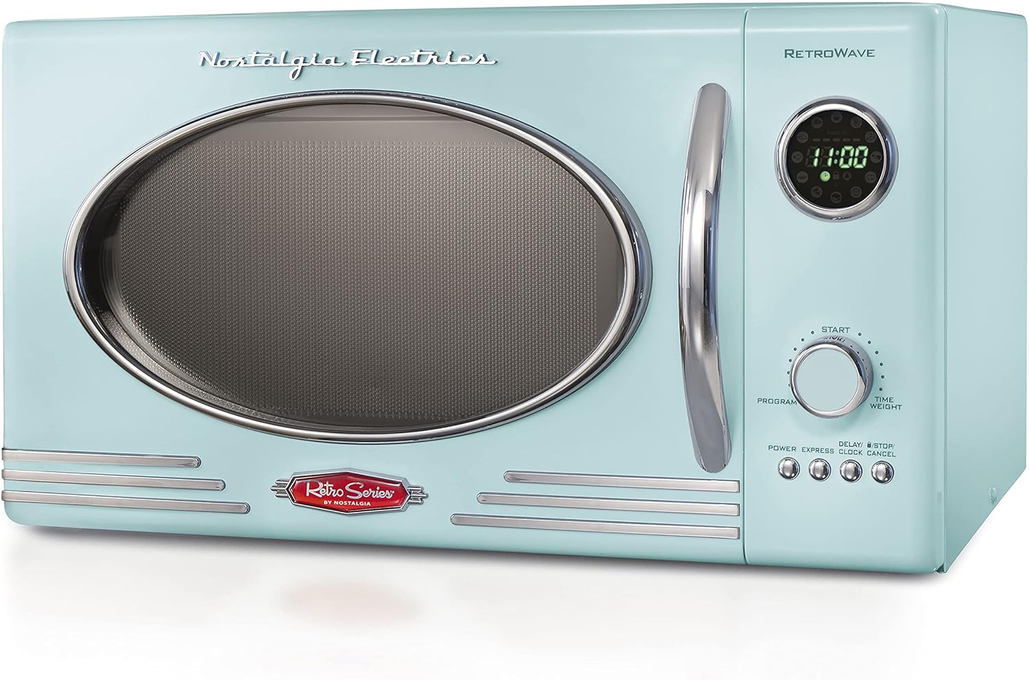 Nostalgia Retro Countertop Microwave Oven, 0.9 Cu. Ft. 800-Watts with LED Digital Display, Child Lock, Cu.Ft, Aqua & Keurig K-Mini Coffee Maker