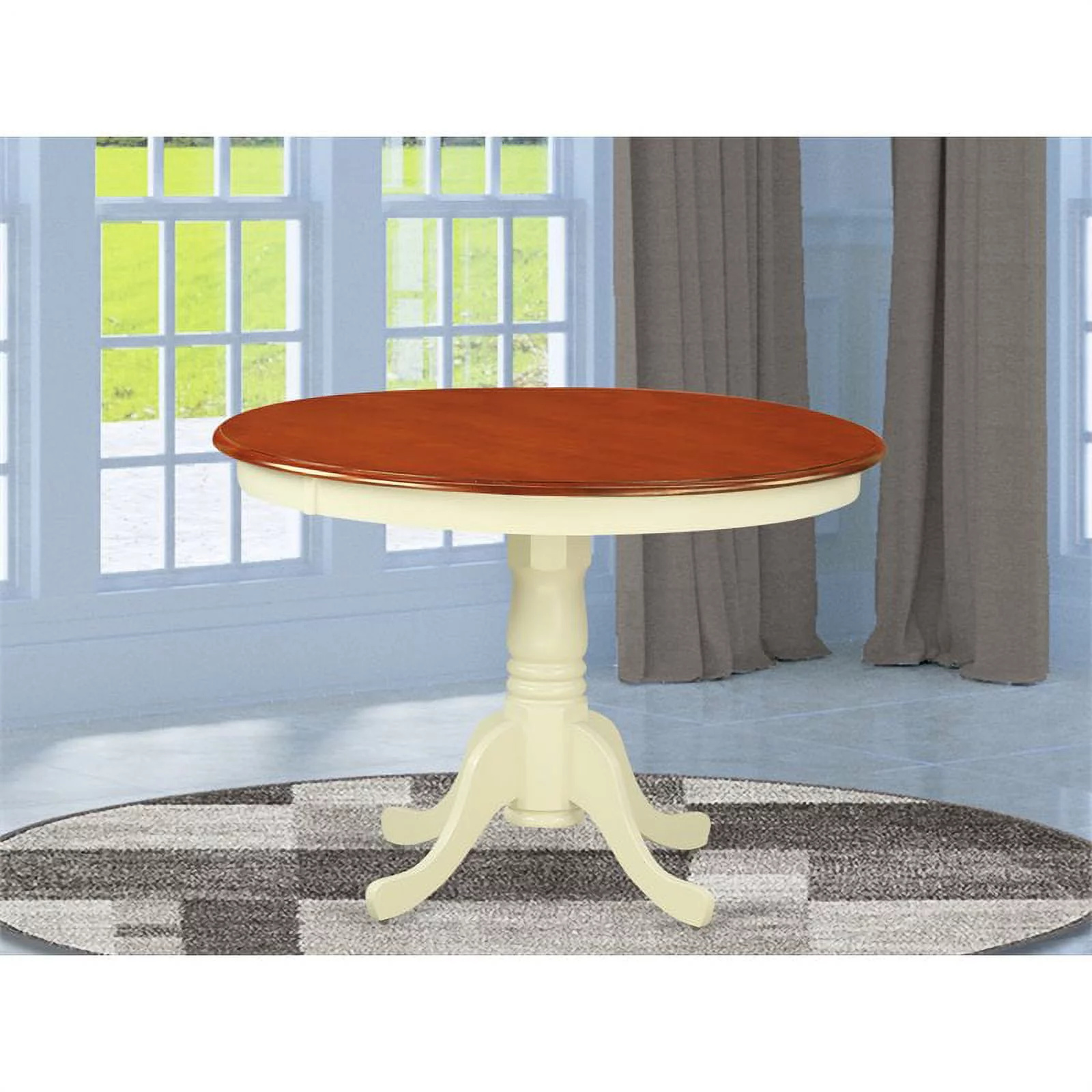 Pemberly Row Round Wood Dining Table in Cream/Cherry