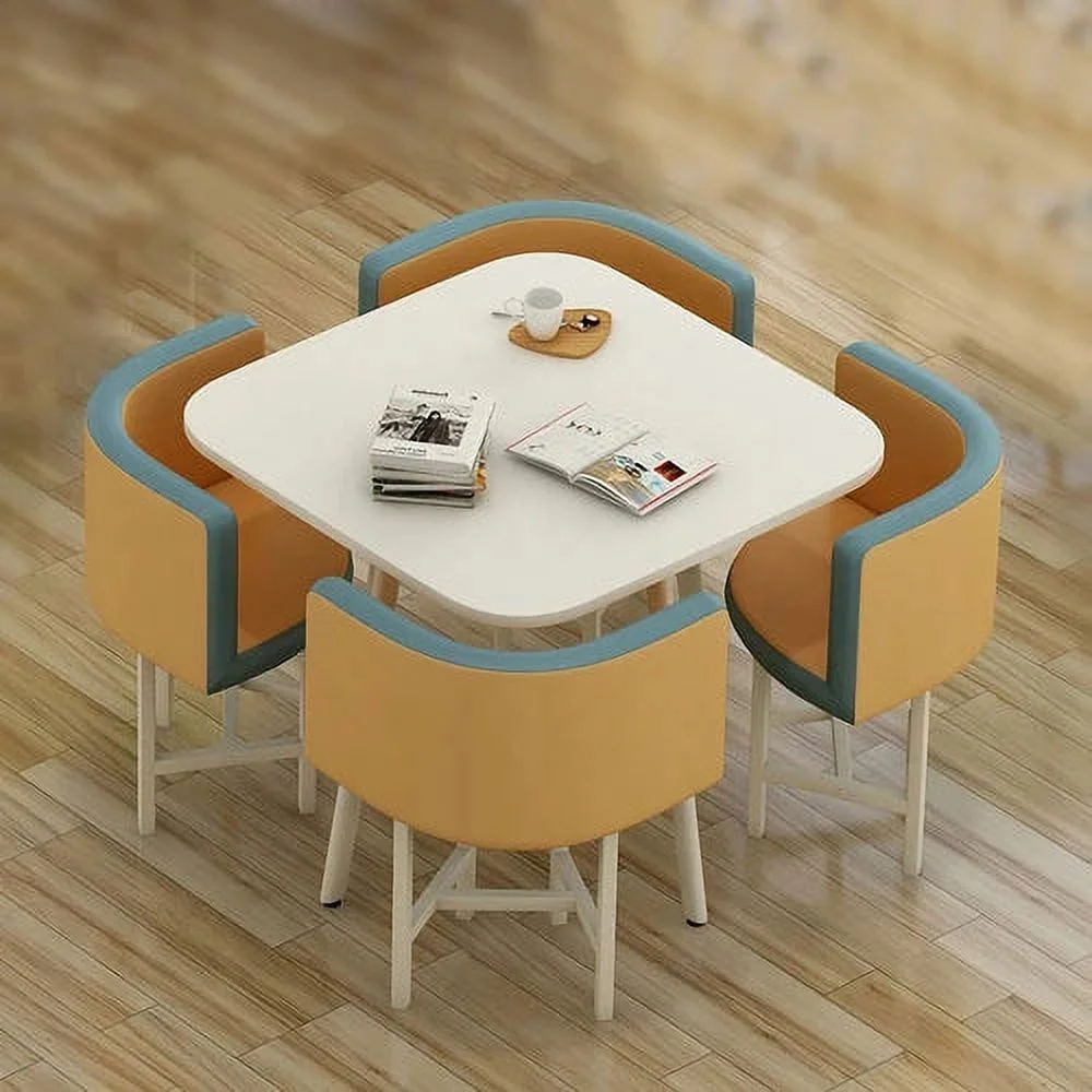 Dining Table Set 4 Chairs Office Reception Seat Suits Negotiation Table Casual Visitor Round Table Visitor Office Desk Chair Set