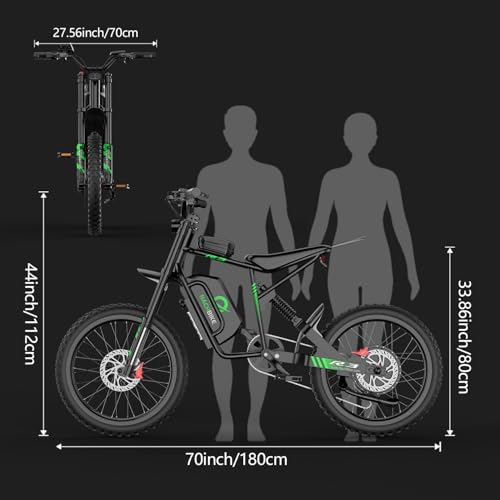 50MPH/40MPH Electric Bike for Adults, 4000W/6000W Electric Dirt Bike with 60V25Ah Battery, Max 50Miles, Dual Hydraulic Brake