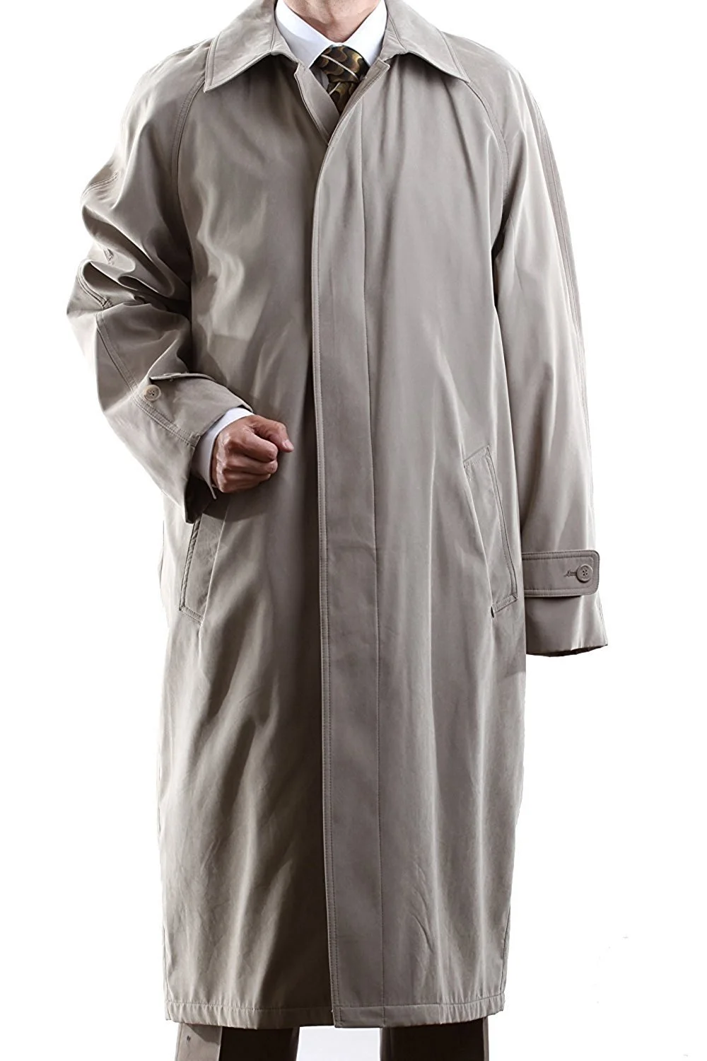 Men's Single Breasted Taupe Full Length All Year Round Raincoat 50L
