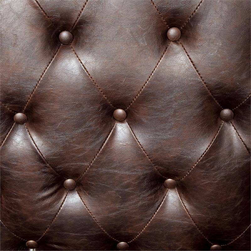 Furniture of America Ardell Faux Leather Tufted Accent Chair in Brown
