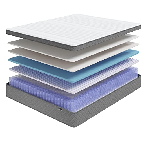 Full Mattress, 12 Inch Full Size Mattress with Cooling-Gel Memory Foam &Pocket Spring Hybrid, CertiPUR-US Certified, Medium Firm