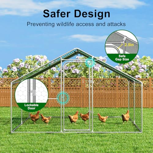 Large Metal Chicken Coop with Waterproof and UV-Resistant Cover