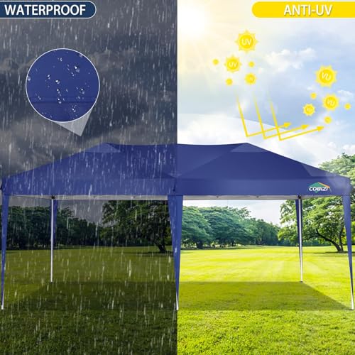 COBIZI 10x10 Pop up Canopy Tent Protable Canopy Tent with 4 Sidewalls Waterproof Commercial Instant Shelter for Parties, Wedding