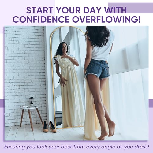 Full Length Mirror, 76"x34" Arched Floor Mirror Freestanding, Floor Standing Full Body Mirror with Stand for Bedroom