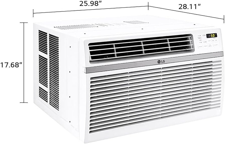 LG 24,500 BTU Smart Window Air Conditioner, 230/208V, Cools Room up to 1560 Sq. Ft. for Bedrooms, Living Room, Apartments, with Remote, 3 Fan Speeds