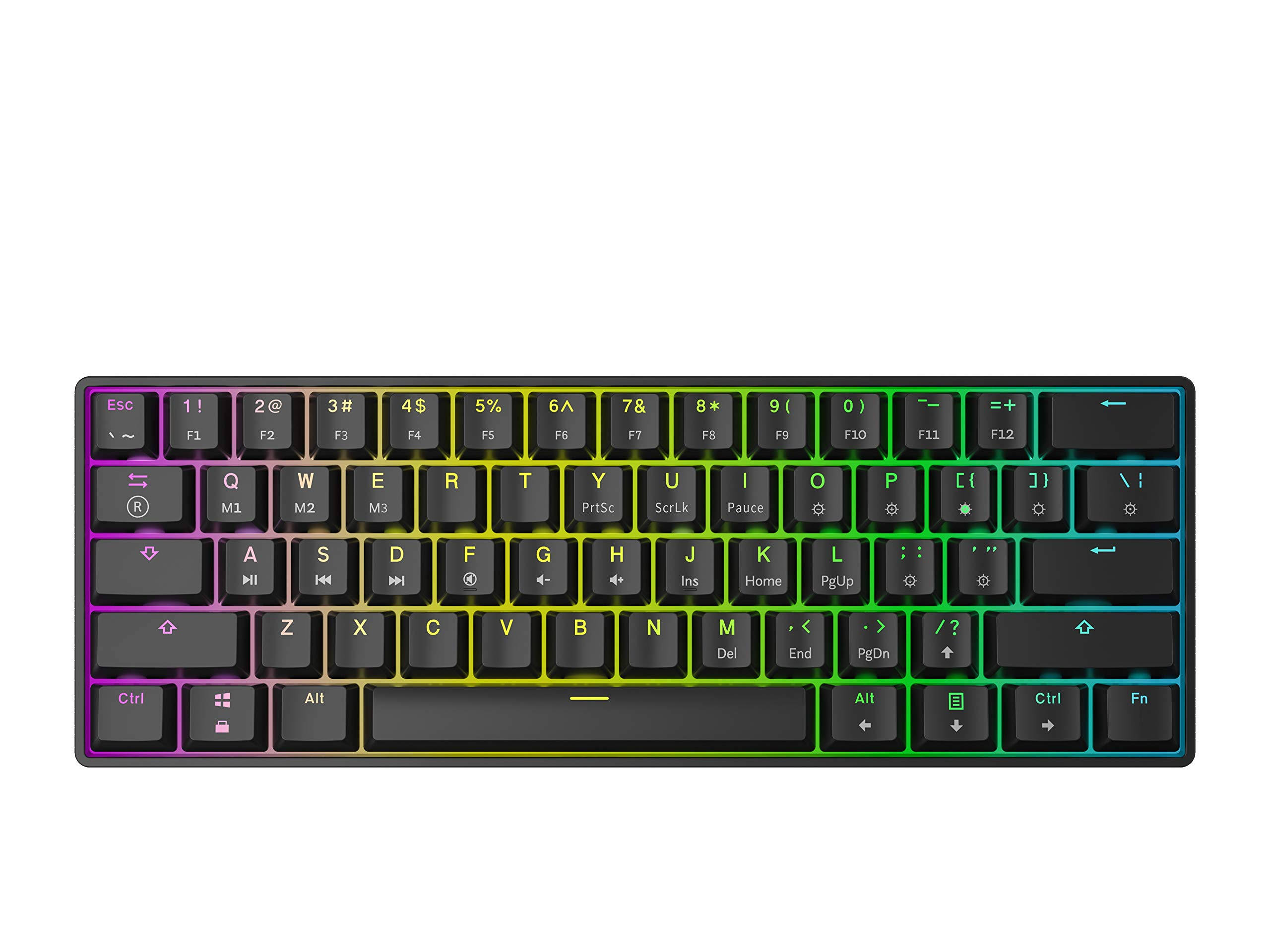 HK Gaming - GK61 Hot Swappable Mechanical Keyboard - 61 Keys Multi Color RGB Ill