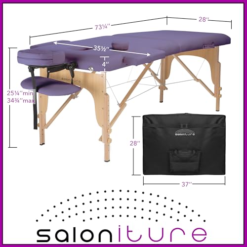 Saloniture Professional Portable Folding Massage Table with Carrying Case - Black