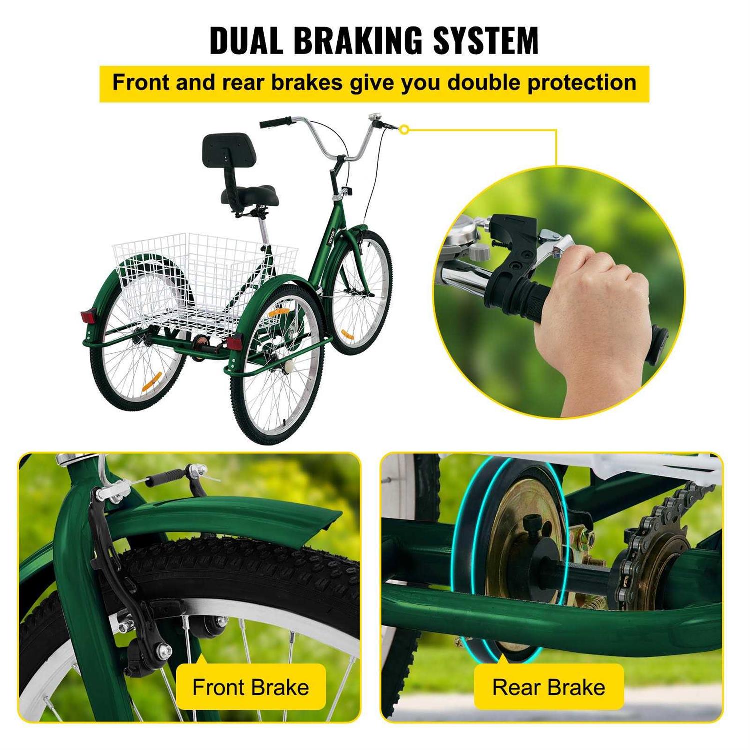 Vevor 26 in. 7-Speed 3-Wheel Adult Tricycle - Sports Supplies Online Store