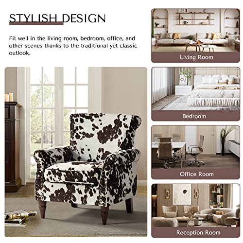 HULALA HOME Modern Wingback Accent Chair with Wood Legs & Removable Cushion, Comfy Upholstered Armchair with Nailhead Trim