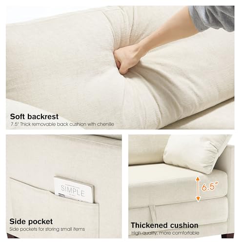 51" Loveseat Sleeper Sofa Bed, Chenille Convertible Floor Sofa Bed for Small Spaces, Folding Couch Bed with Deep Seat, 2 Pillows & Solid Frame
