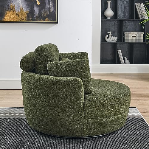 51.5-Inch Oversized Swivel Accent Barrel Chair with Storage Ottoman ,Button Decor and 4 Pillows