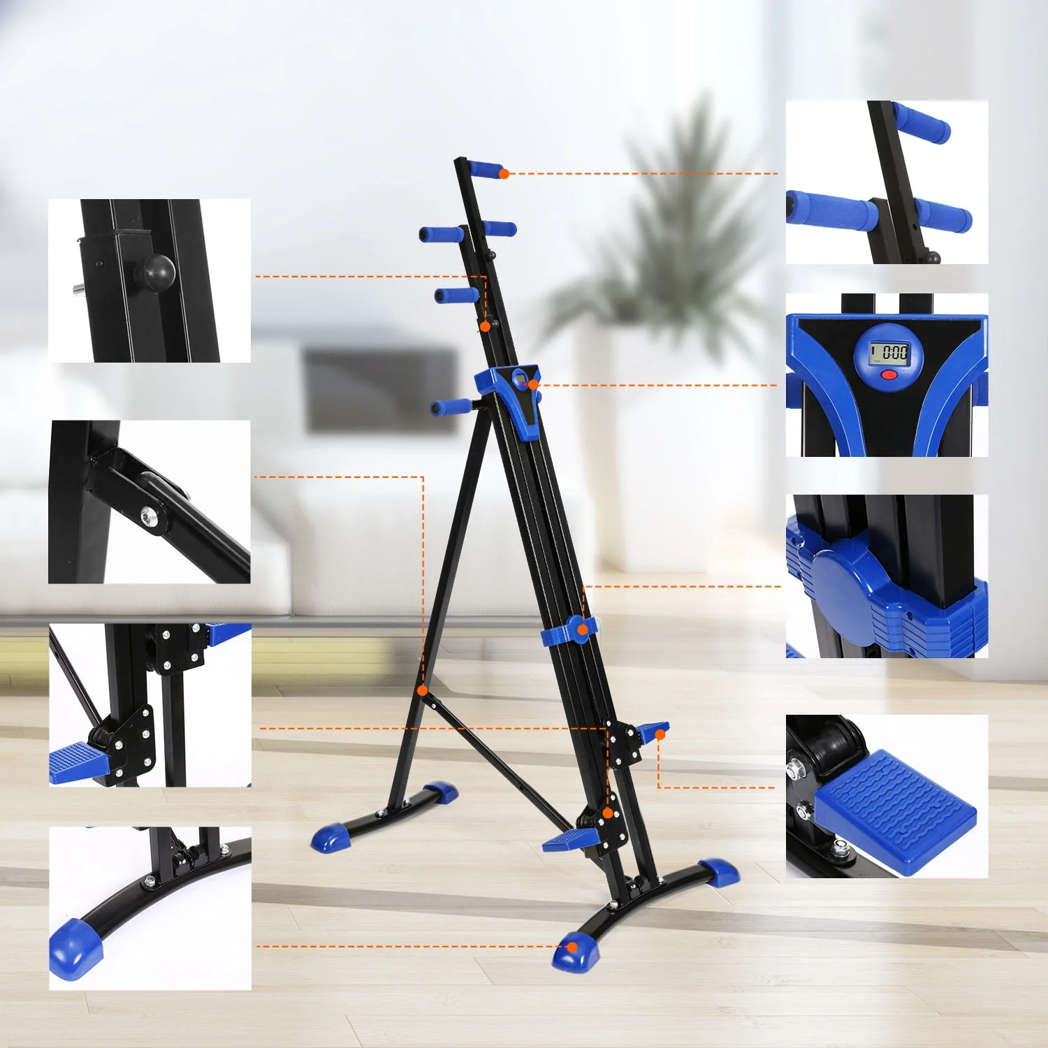 VIBESPARK Vertical Climber and Folding Indoor Exercise Fitness Stair Stepper Machine for Office, Home and Gym
