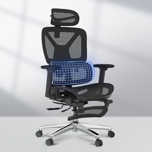 FLEXISPOT ErgoX Premium Ergonomic Office Chair with Footrest- Adjustable 3D Armrests, Dynamic Lumbar Support, Recline & Tilt Function, Mesh Seat